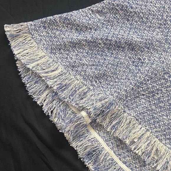 MM Lafleur Textured Blue Midi Dress with Fringe - Picture 5 of 8